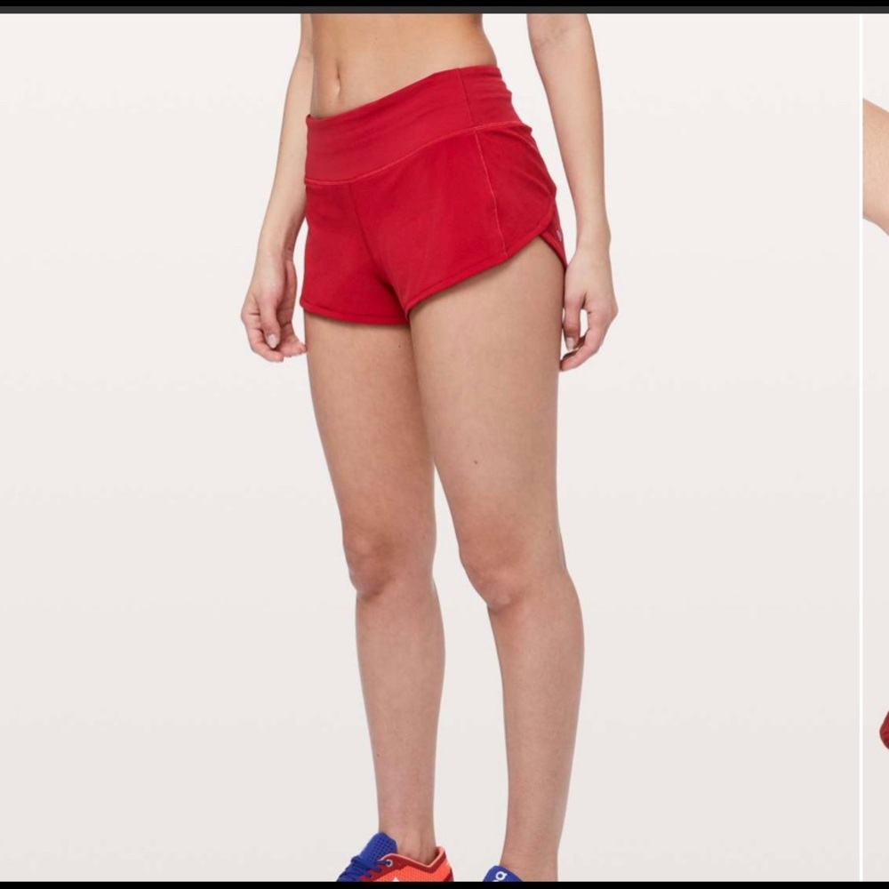 LULULEMON dark red speed up shorts